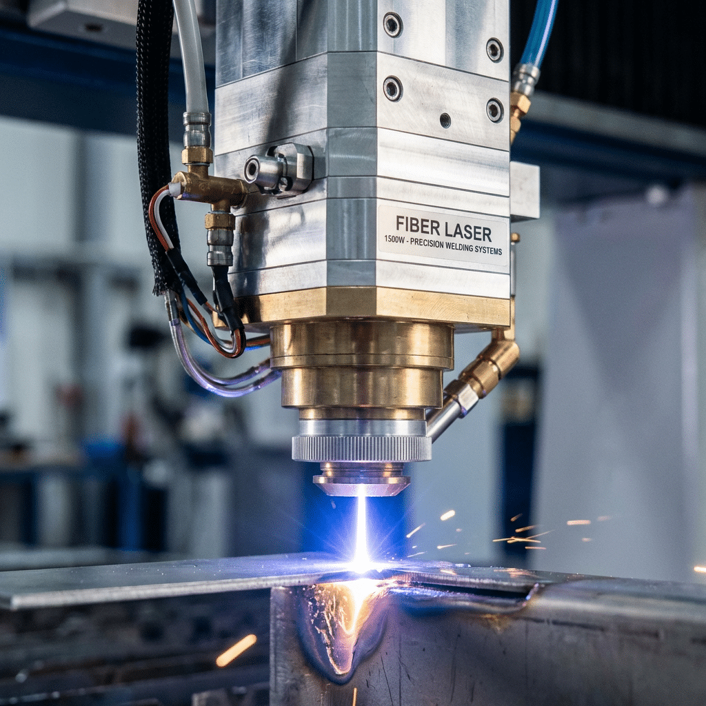 Close-up of a high-precision laser welding torch